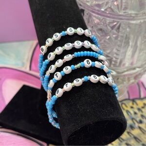Sky Blue BTS 6/13 Bracelet Set – Glow Beads ARMY Freebie Pack (Set of 5) | BTS